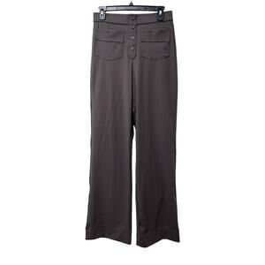 Halara‎ Womens High Waisted Button Straight Leg Casual Pants Size MT Brown NWT